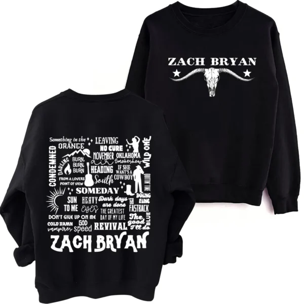 Zach Bryan Sun To Me Tracklist Sweatshirt